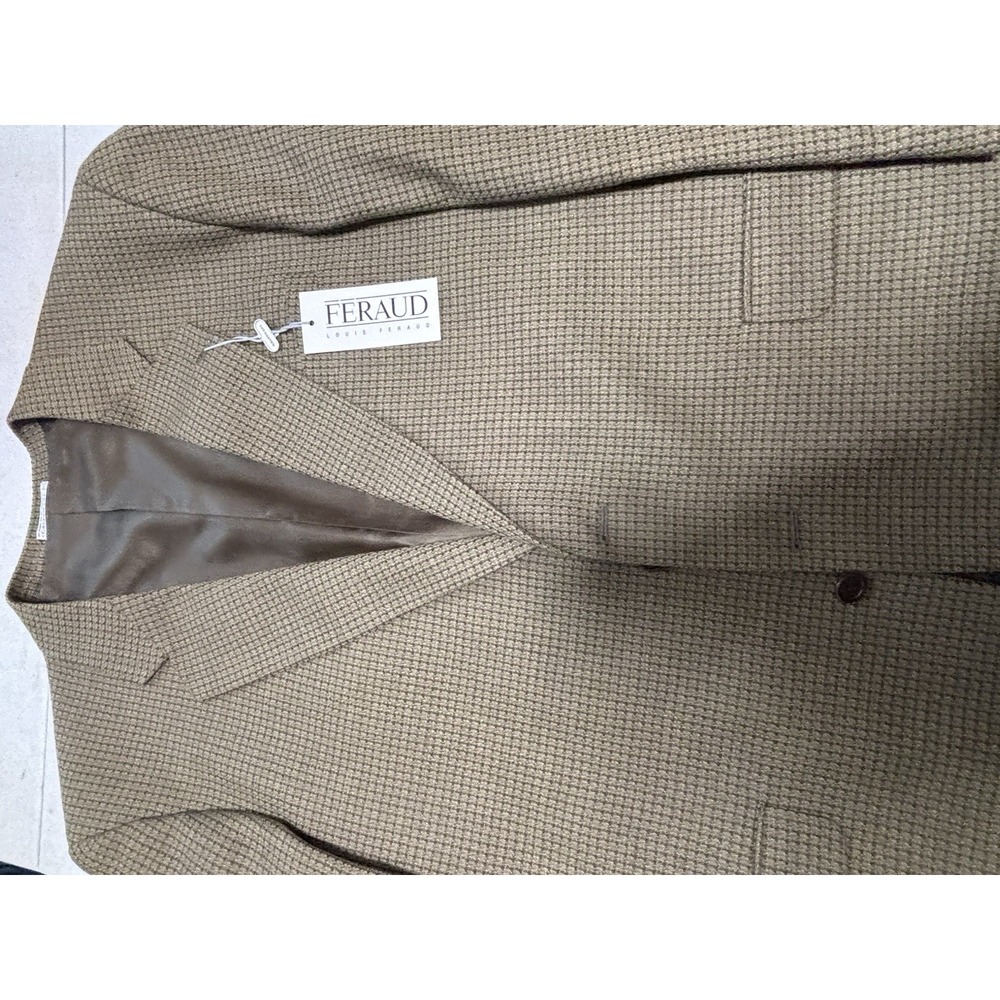 Louis Feraud Vintage 46 Wool Silk Windowpane 2 Button Bespoke Blazer NWT